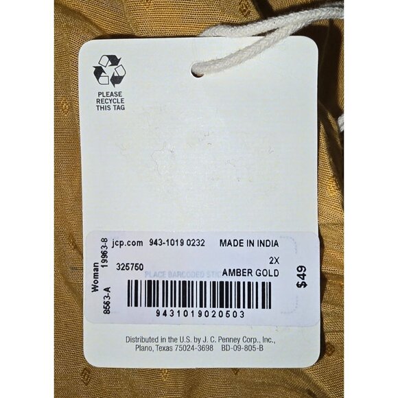 A.n.a Womens Amber Gold Peasant Blouse 2X Lightweight Cotton Blend - Picture 5 of 7